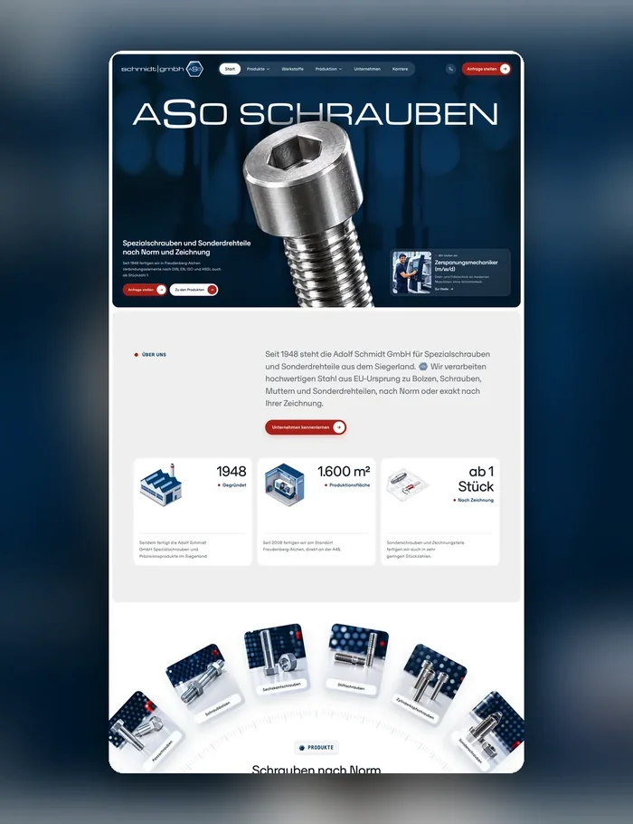 Website ASO Schrauben, Freudenberg