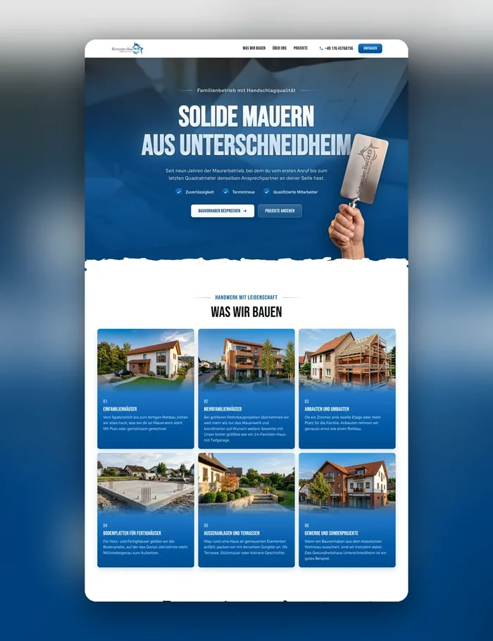 Website Schneider Bau, Unterschneidheim